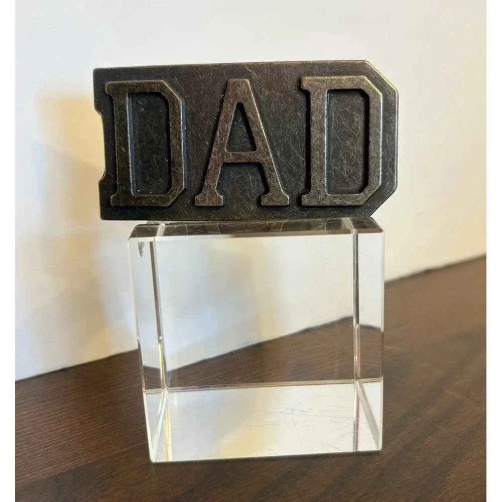 Vintage DAD‎ Belt Buckle 3x2 Metal Raised Letters Fits 1.5